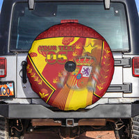 Custom Spain Football Spare Tire Cover Traditional Spanish Carnation Floral Patriotic Motif