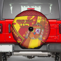 Custom Spain Football Spare Tire Cover Traditional Spanish Carnation Floral Patriotic Motif