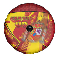 Custom Spain Football Spare Tire Cover Traditional Spanish Carnation Floral Patriotic Motif