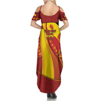 Custom Spain Football Summer Maxi Dress Traditional Spanish Carnation Floral Patriotic Motif