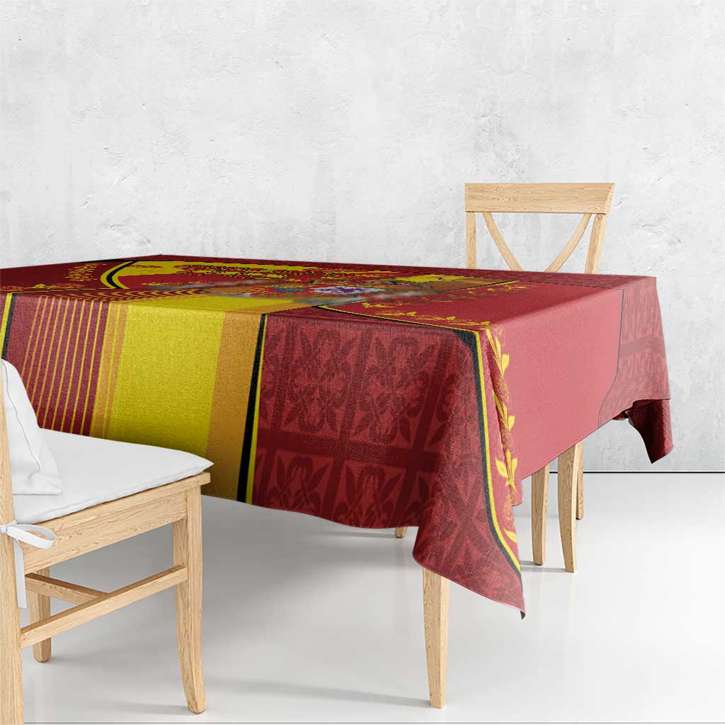 Custom Spain Football Tablecloth Traditional Spanish Carnation Floral Patriotic Motif