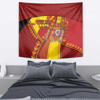 Custom Spain Football Tapestry Traditional Spanish Carnation Floral Patriotic Motif