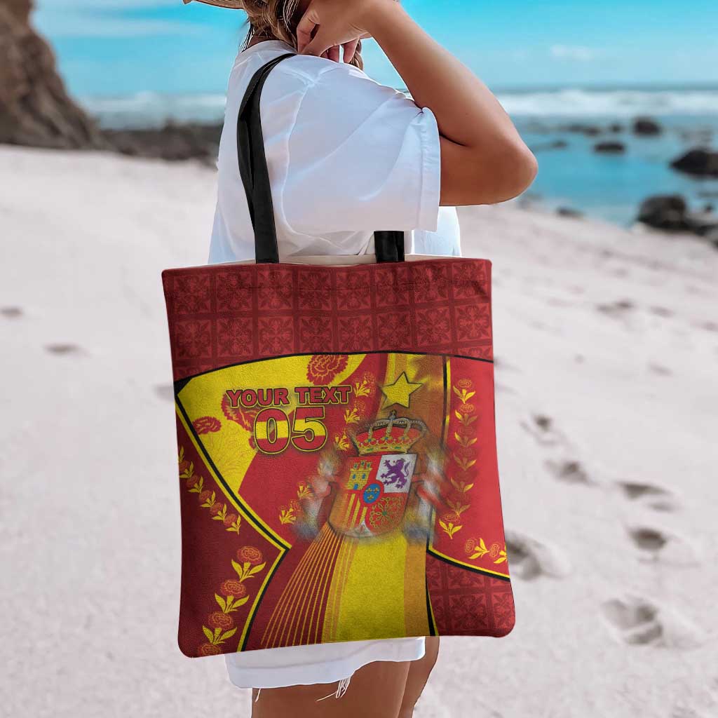 Custom Spain Football Tote Bag Traditional Spanish Carnation Floral Patriotic Motif