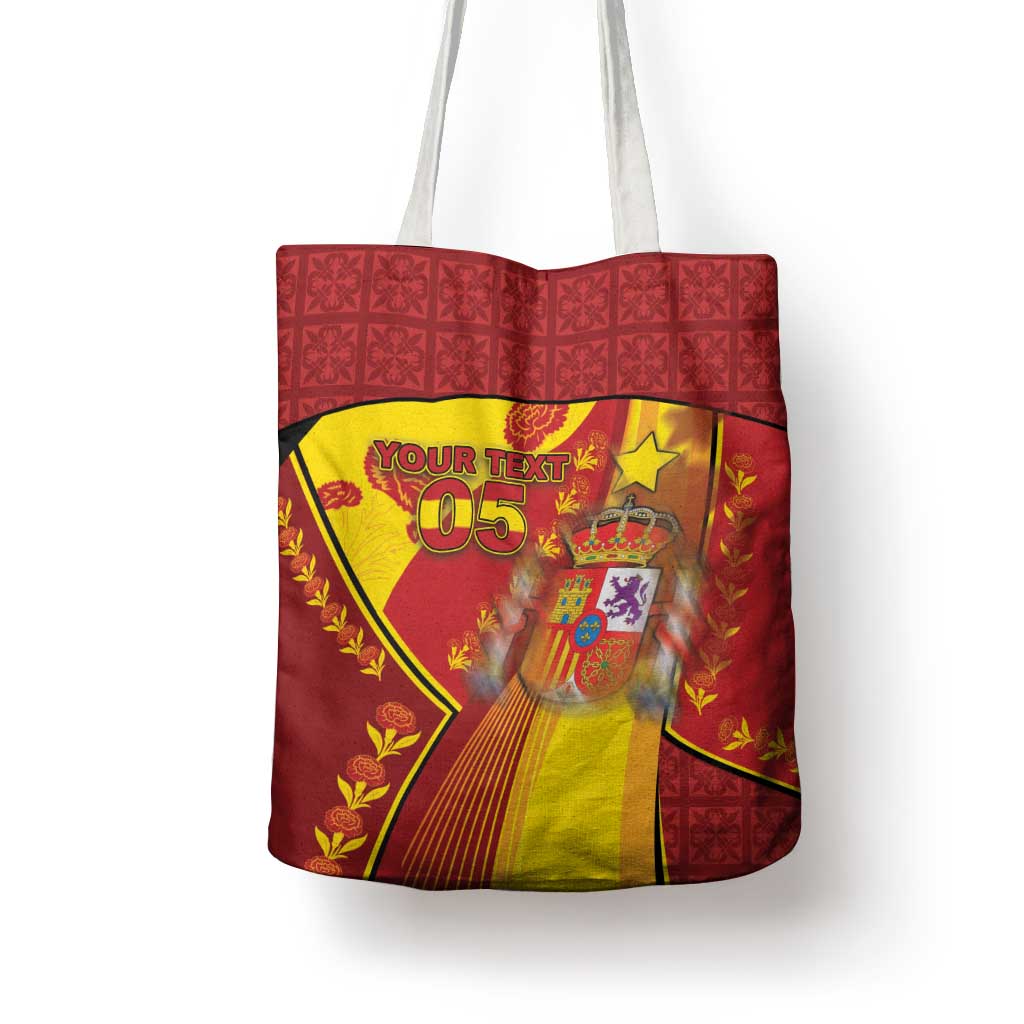 Custom Spain Football Tote Bag Traditional Spanish Carnation Floral Patriotic Motif