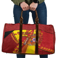 Custom Spain Football Travel Bag Traditional Spanish Carnation Floral Patriotic Motif