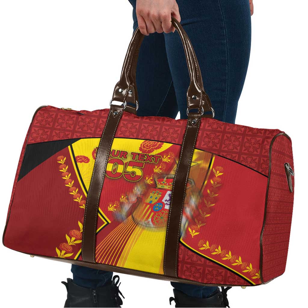 Custom Spain Football Travel Bag Traditional Spanish Carnation Floral Patriotic Motif