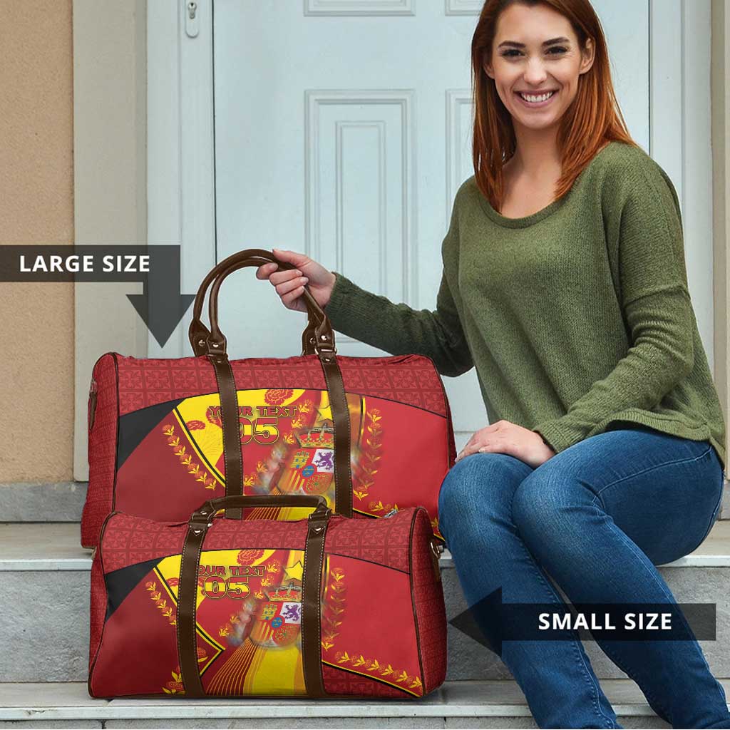Custom Spain Football Travel Bag Traditional Spanish Carnation Floral Patriotic Motif