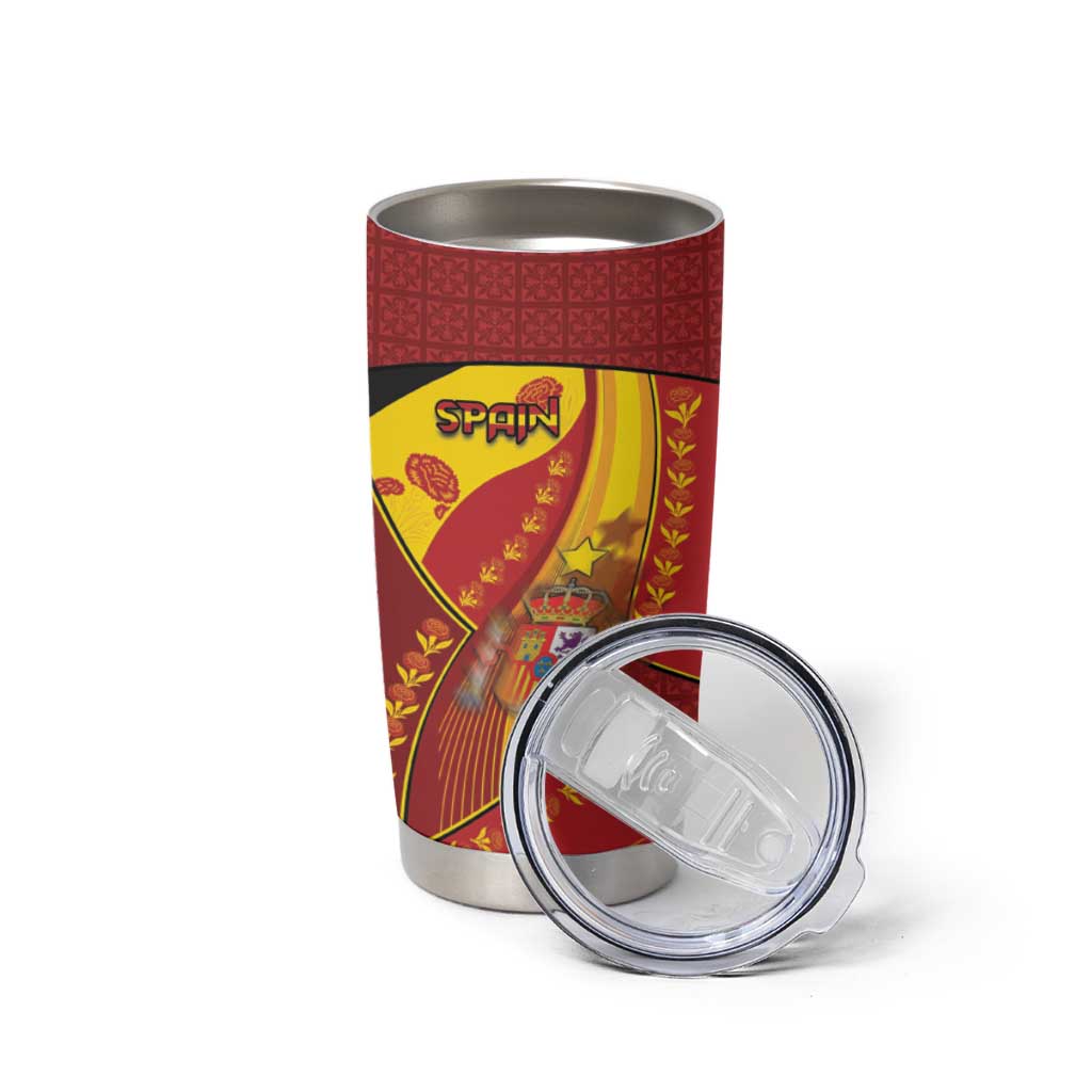 Custom Spain Football Tumbler Cup Traditional Spanish Carnation Floral Patriotic Motif