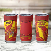 Custom Spain Football Tumbler Cup Traditional Spanish Carnation Floral Patriotic Motif