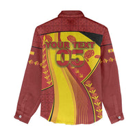Custom Spain Football Women Casual Shirt Traditional Spanish Carnation Floral Patriotic Motif