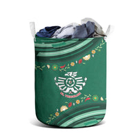 Mexico Football Laundry Basket Aztec Eagle With Mini Floral Patterns