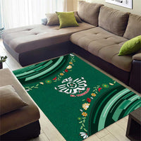 Mexico Football Area Rug Aztec Eagle With Mini Floral Patterns