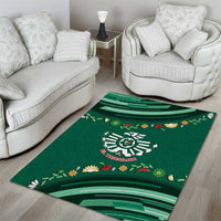 Mexico Football Area Rug Aztec Eagle With Mini Floral Patterns