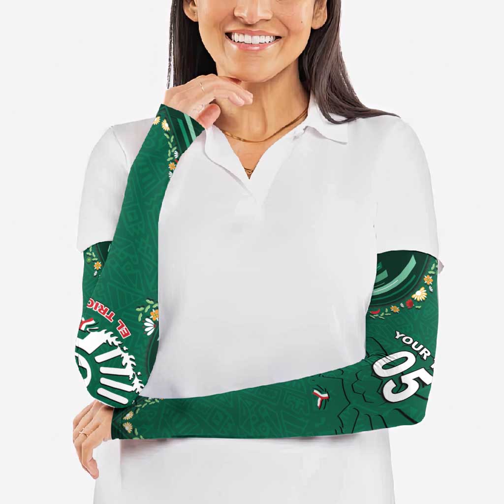 Custom Mexico Football Arm Sleeves Aztec Eagle With Mini Floral Patterns