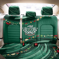 Mexico Football Back Car Seat Cover Aztec Eagle With Mini Floral Patterns