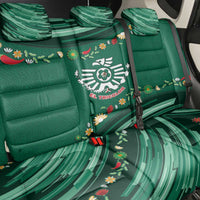 Mexico Football Back Car Seat Cover Aztec Eagle With Mini Floral Patterns