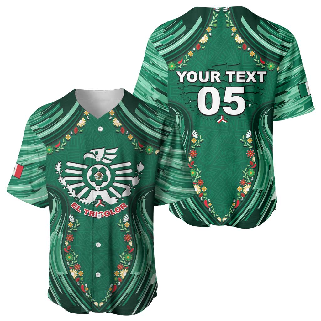 Custom Mexico Football Baseball Jersey Aztec Eagle With Mini Floral Patterns