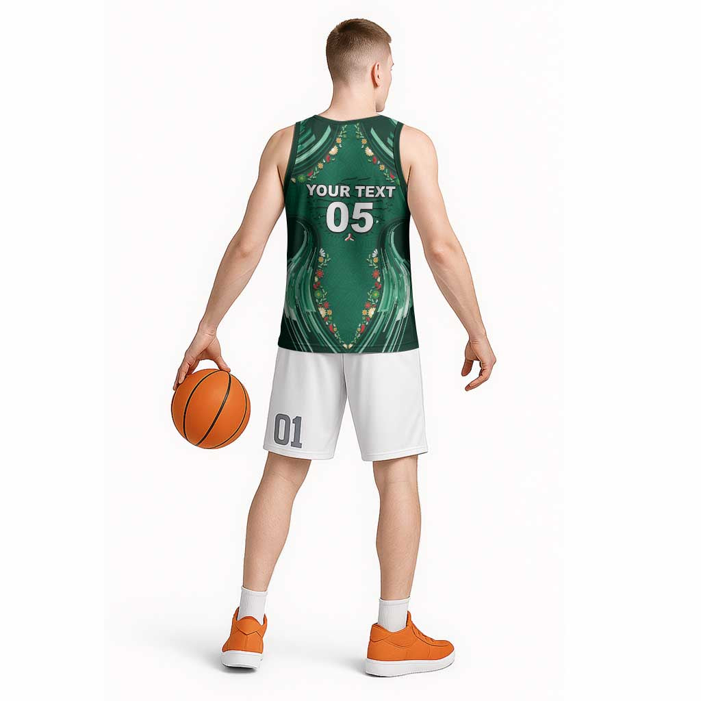 Custom Mexico Football Basketball Jersey Aztec Eagle With Mini Floral Patterns