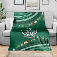 Mexico Football Blanket Aztec Eagle With Mini Floral Patterns
