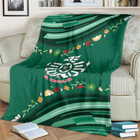 Mexico Football Blanket Aztec Eagle With Mini Floral Patterns