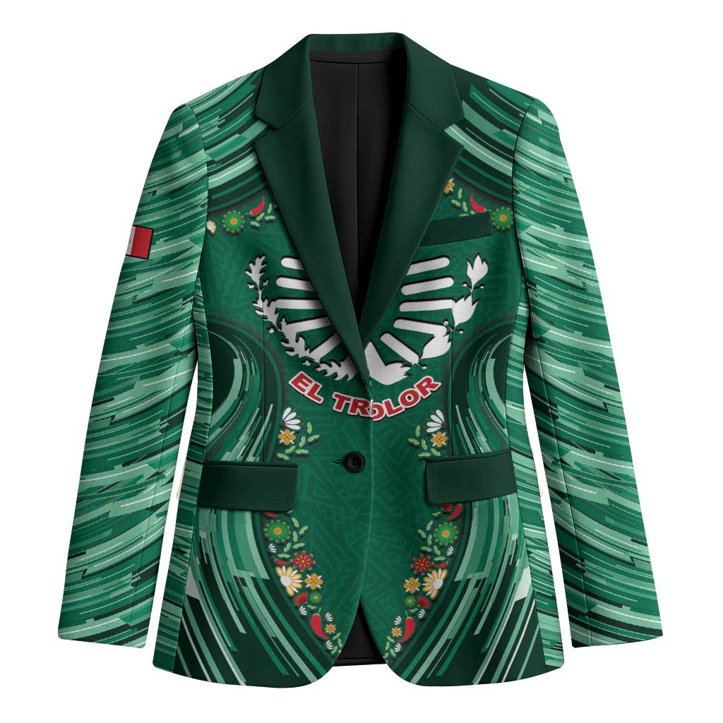 Custom Mexico Football Blazer Aztec Eagle With Mini Floral Patterns