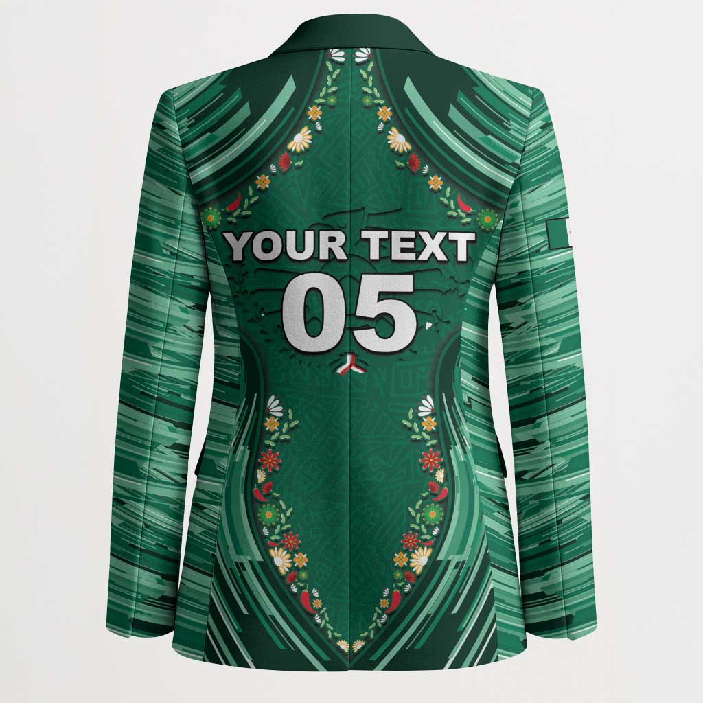 Custom Mexico Football Blazer Aztec Eagle With Mini Floral Patterns
