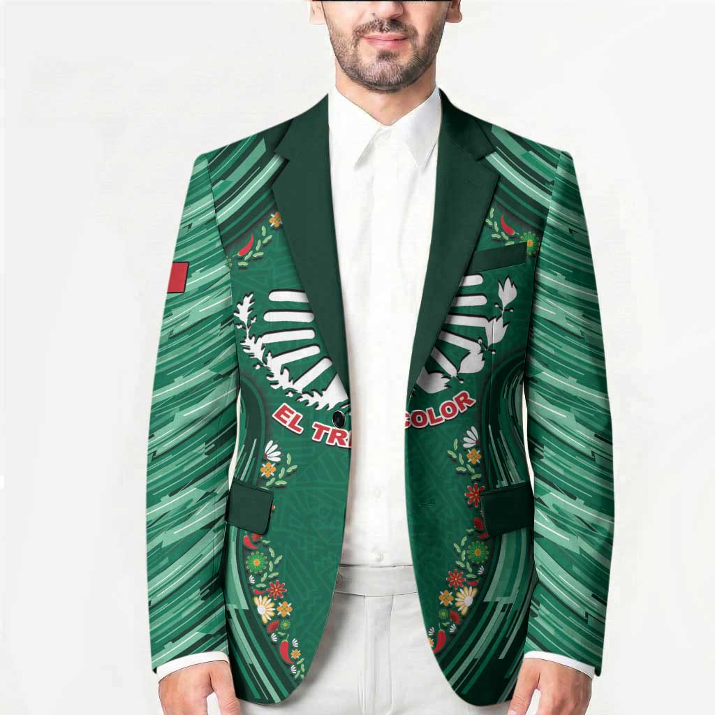 Custom Mexico Football Blazer Aztec Eagle With Mini Floral Patterns