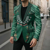 Custom Mexico Football Blazer Aztec Eagle With Mini Floral Patterns