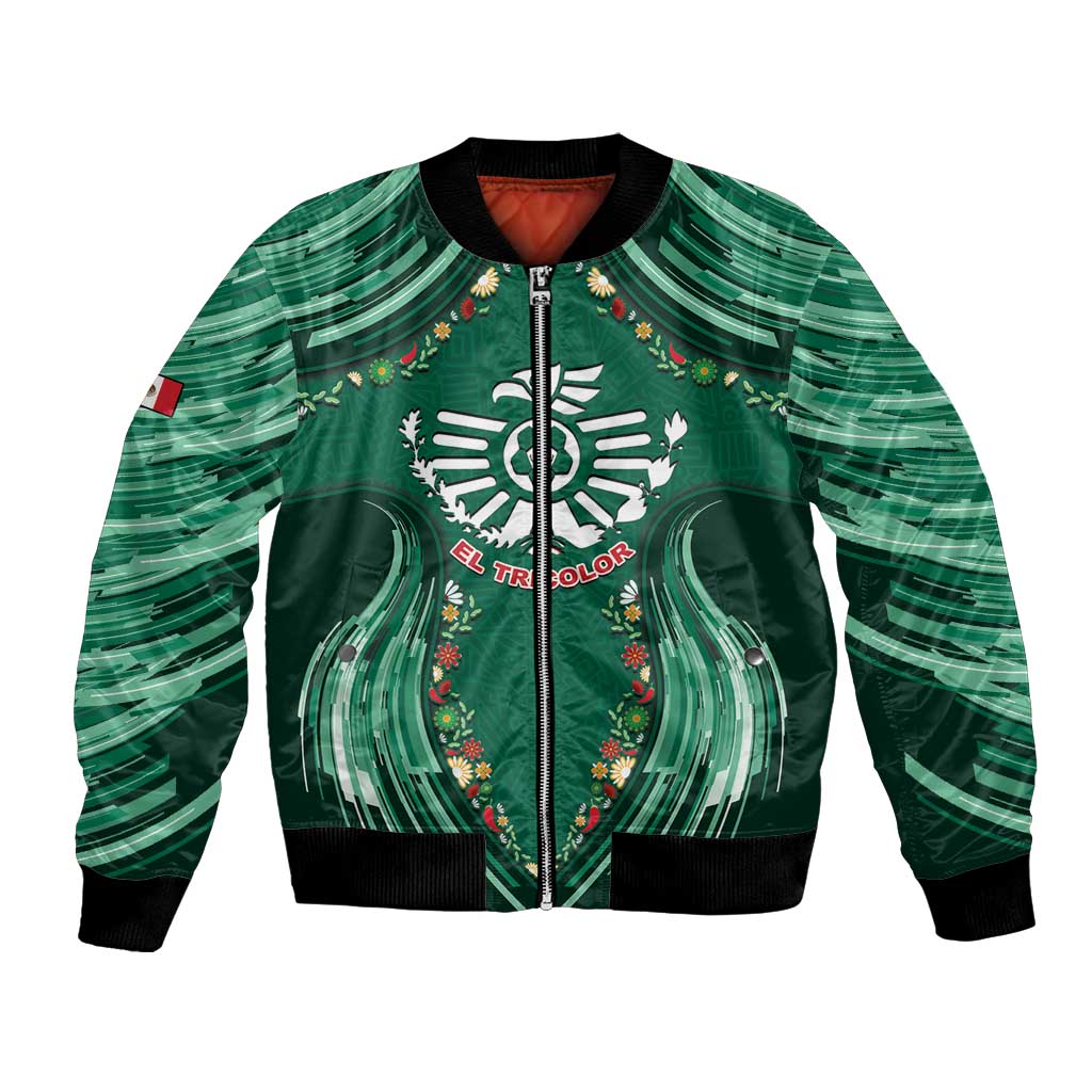 Custom Mexico Football Bomber Jacket Aztec Eagle With Mini Floral Patterns