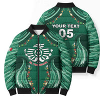 Custom Mexico Football Bomber Puffer Jacket Aztec Eagle With Mini Floral Patterns