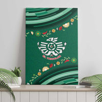 Mexico Football Canvas Wall Art Aztec Eagle With Mini Floral Patterns
