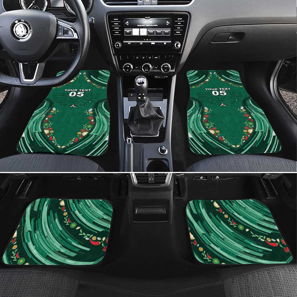 Custom Mexico Football Car Mats Aztec Eagle With Mini Floral Patterns