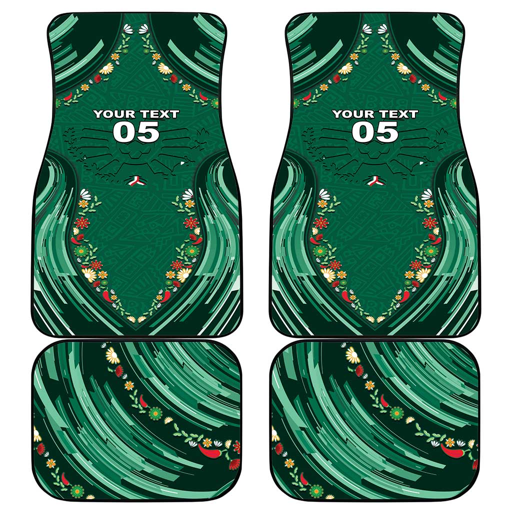 Custom Mexico Football Car Mats Aztec Eagle With Mini Floral Patterns