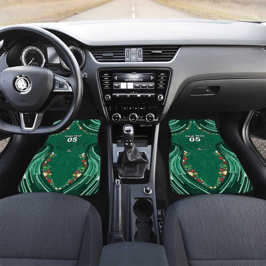 Custom Mexico Football Car Mats Aztec Eagle With Mini Floral Patterns