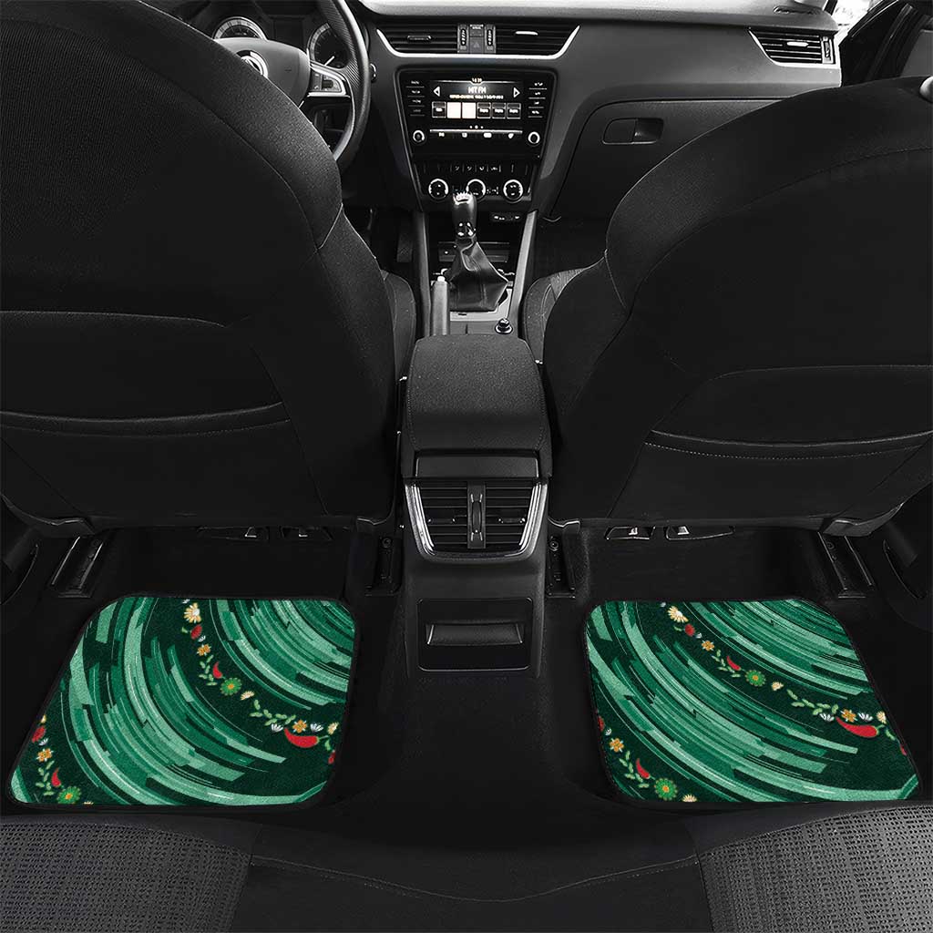 Custom Mexico Football Car Mats Aztec Eagle With Mini Floral Patterns