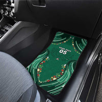 Custom Mexico Football Car Mats Aztec Eagle With Mini Floral Patterns