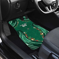Custom Mexico Football Car Mats Aztec Eagle With Mini Floral Patterns