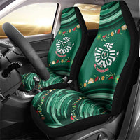 Mexico Football Car Seat Cover Aztec Eagle With Mini Floral Patterns
