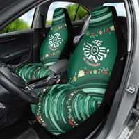 Mexico Football Car Seat Cover Aztec Eagle With Mini Floral Patterns
