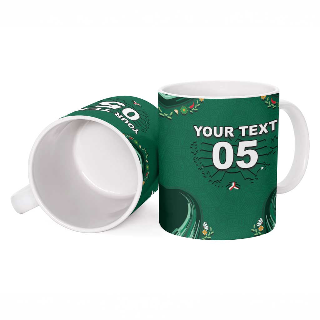 Custom Mexico Football Ceramic Mug Aztec Eagle With Mini Floral Patterns