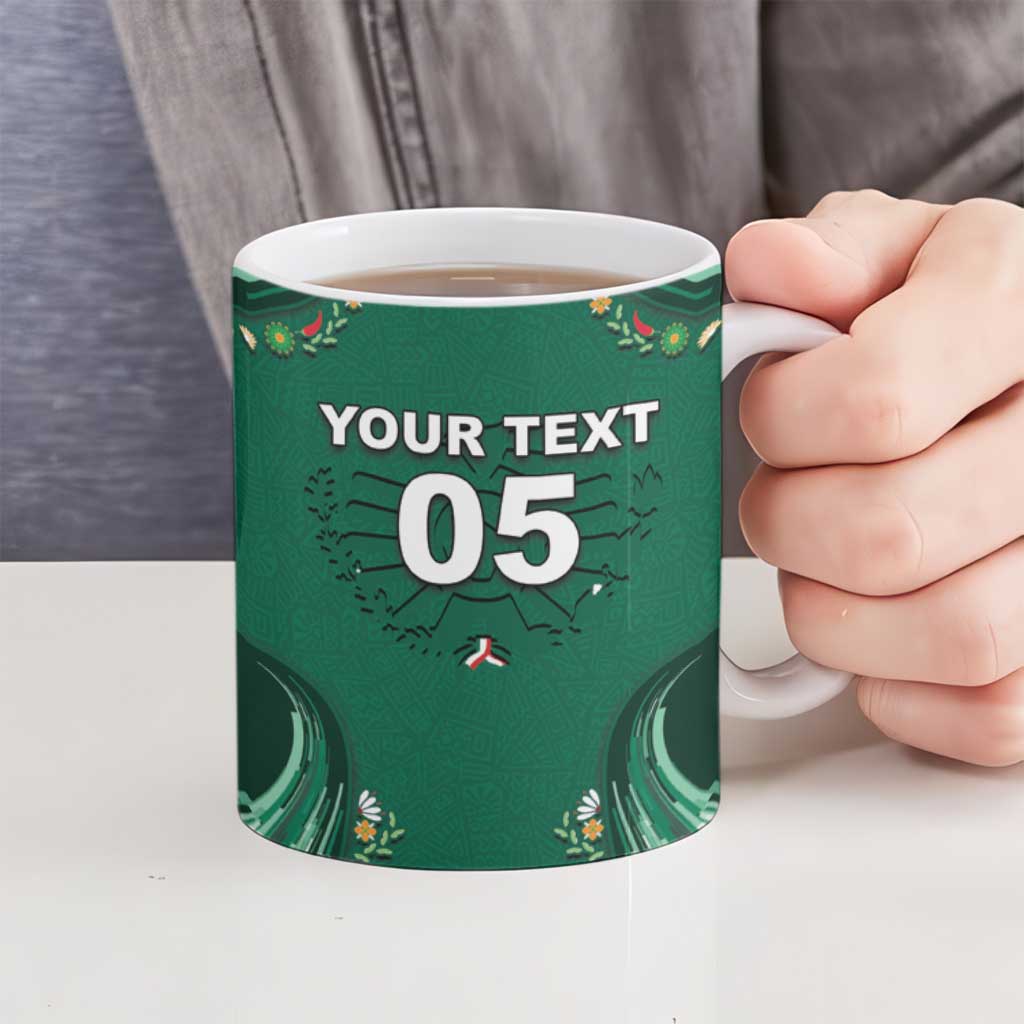 Custom Mexico Football Ceramic Mug Aztec Eagle With Mini Floral Patterns
