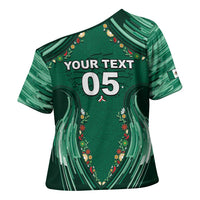 Custom Mexico Football Cross Shoulder Shirt Aztec Eagle With Mini Floral Patterns