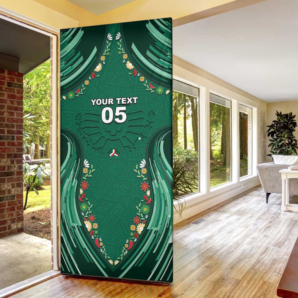 Custom Mexico Football Door Cover Aztec Eagle With Mini Floral Patterns