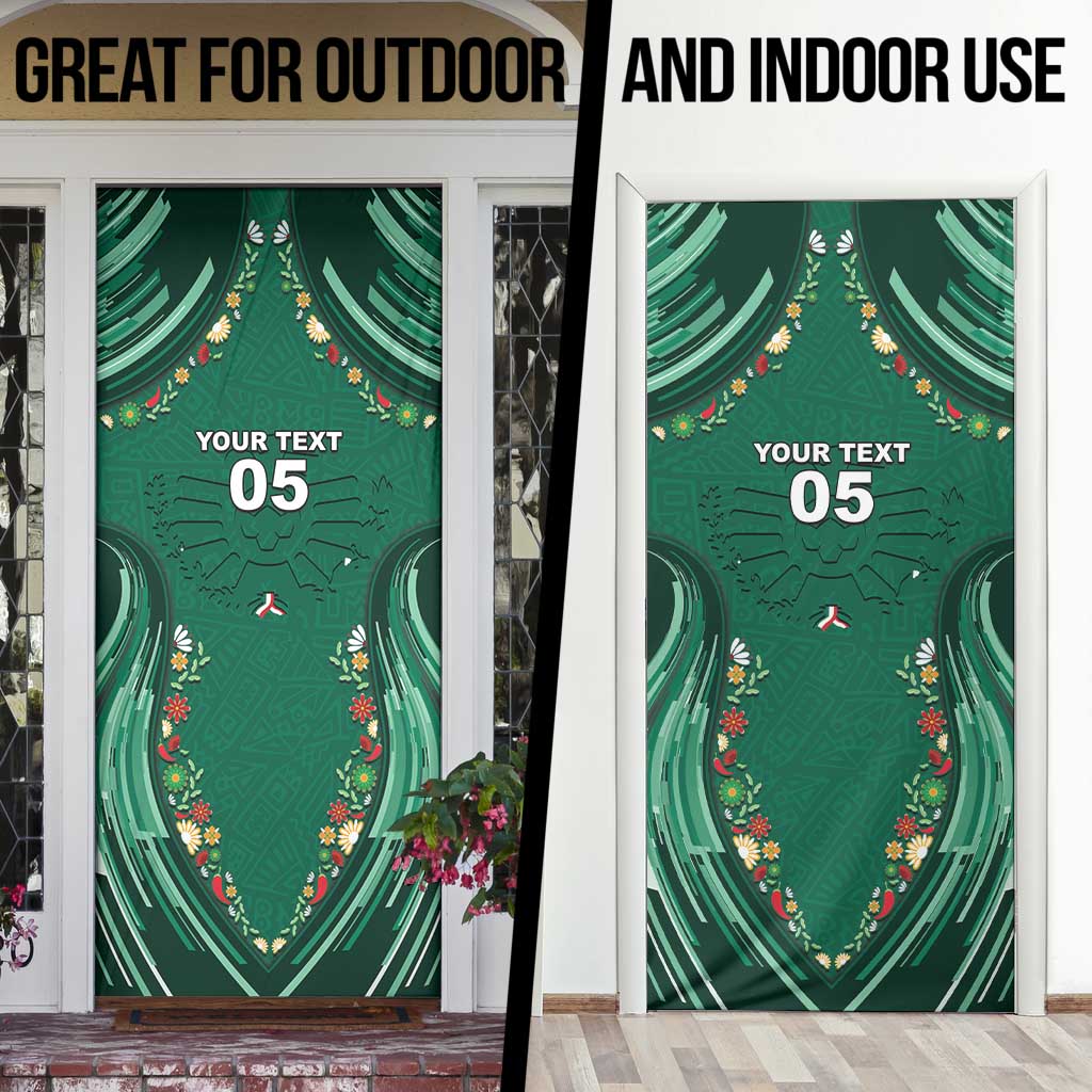 Custom Mexico Football Door Cover Aztec Eagle With Mini Floral Patterns
