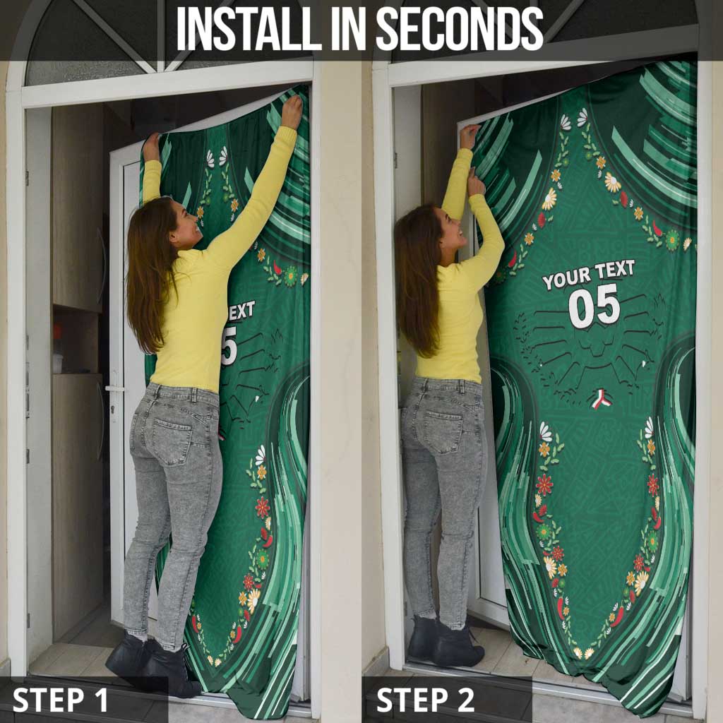 Custom Mexico Football Door Cover Aztec Eagle With Mini Floral Patterns