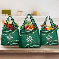 Mexico Football Grocery Bag Aztec Eagle With Mini Floral Patterns