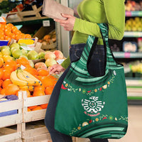 Mexico Football Grocery Bag Aztec Eagle With Mini Floral Patterns
