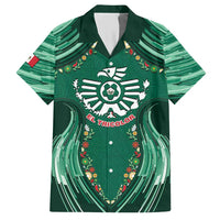 Custom Mexico Football Hawaiian Shirt Aztec Eagle With Mini Floral Patterns