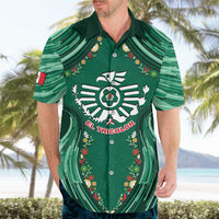 Custom Mexico Football Hawaiian Shirt Aztec Eagle With Mini Floral Patterns