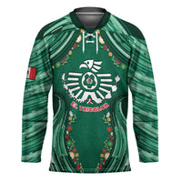 Custom Mexico Football Hockey Jersey Aztec Eagle With Mini Floral Patterns